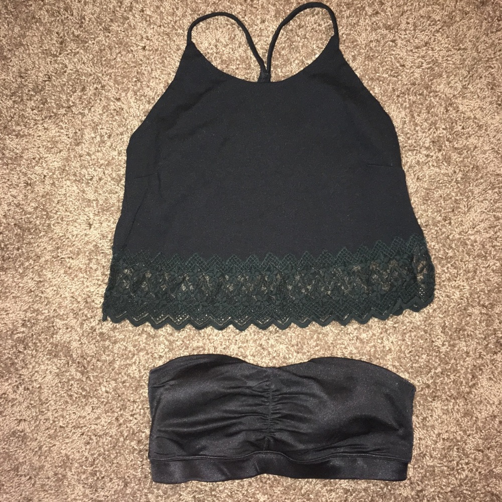 Black Crop Top Set
